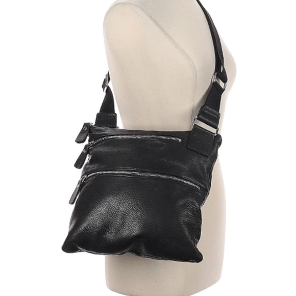 MARGOT BLACK LEATHER MOTO STYLE CROSSBODY PURSE - Picture 13 of 13